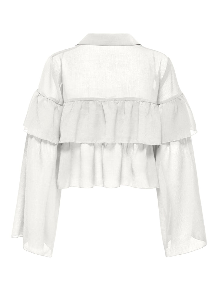 Onlsuzzi L/s Frill Tie Top Ox Wvn - Off-white