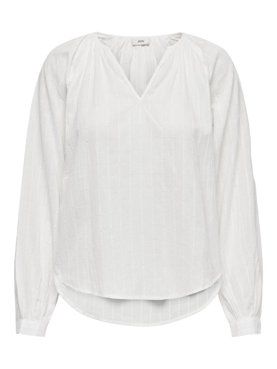Jdycarolina L/s V-neck Top Wvn - Off-white
