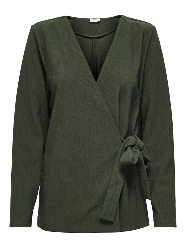 Jdyvilma L/s Wrap Top Jrs - Donkergroen