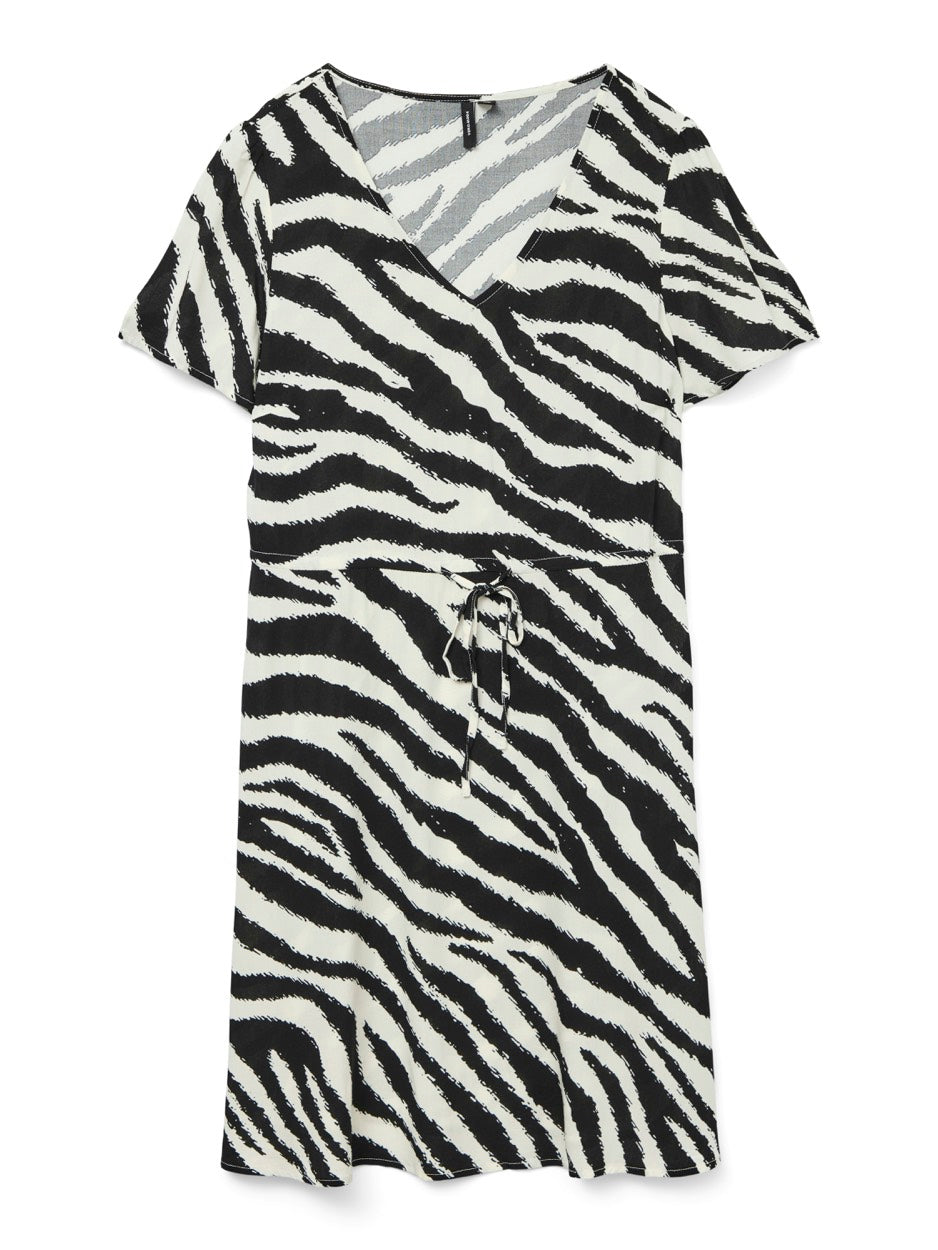 Vmeasy Joy Ss Short Dress Wvn Ga - Ecru Dessin