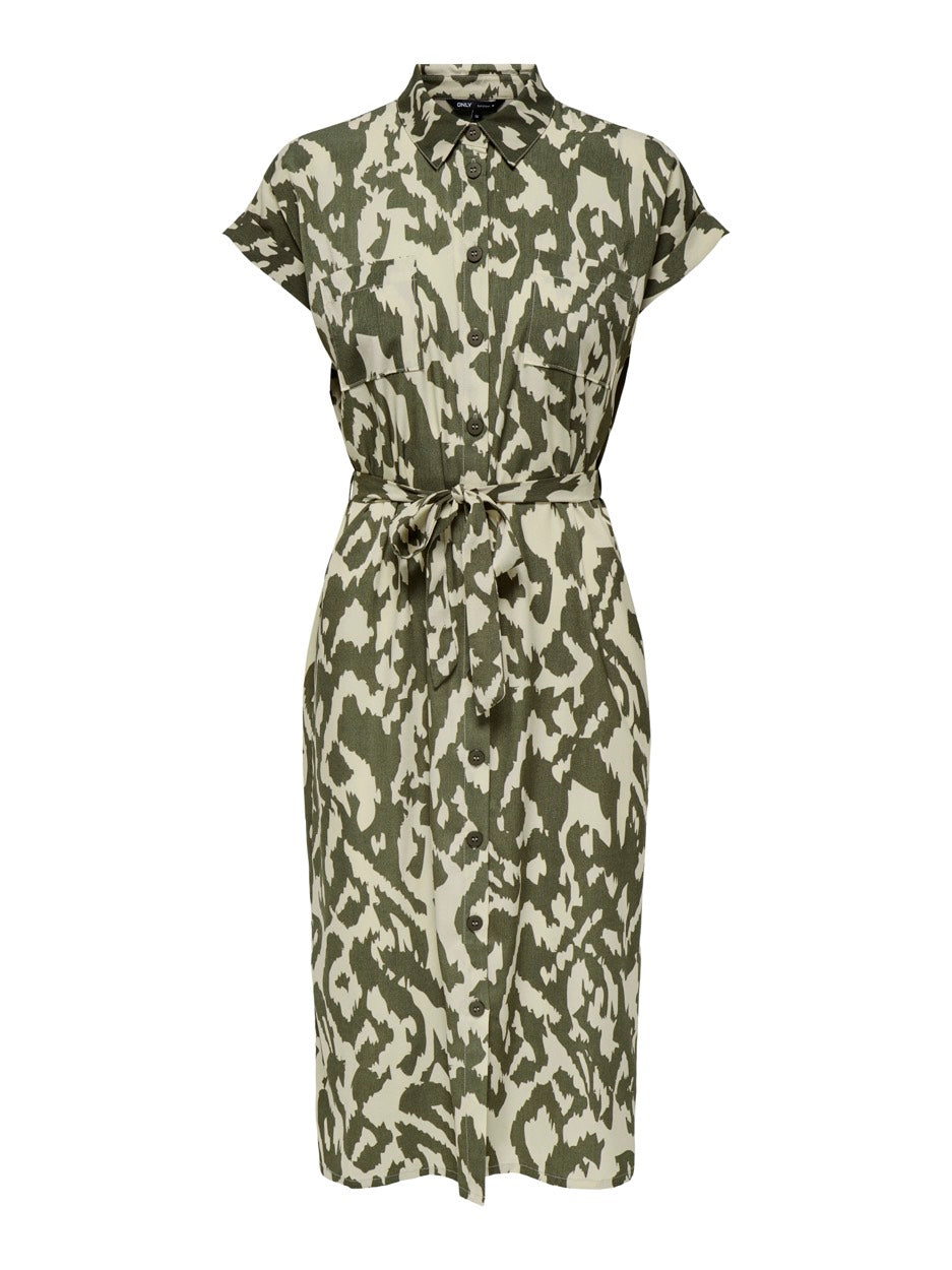Onlhannover S/s Shirt Dress Noos Wv - Groen Dessin