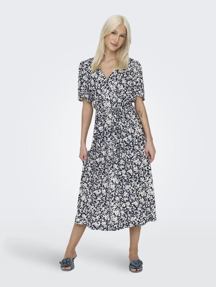 Onlhalia S/s Midi Dress Wvn Noos - Blauw Dessin