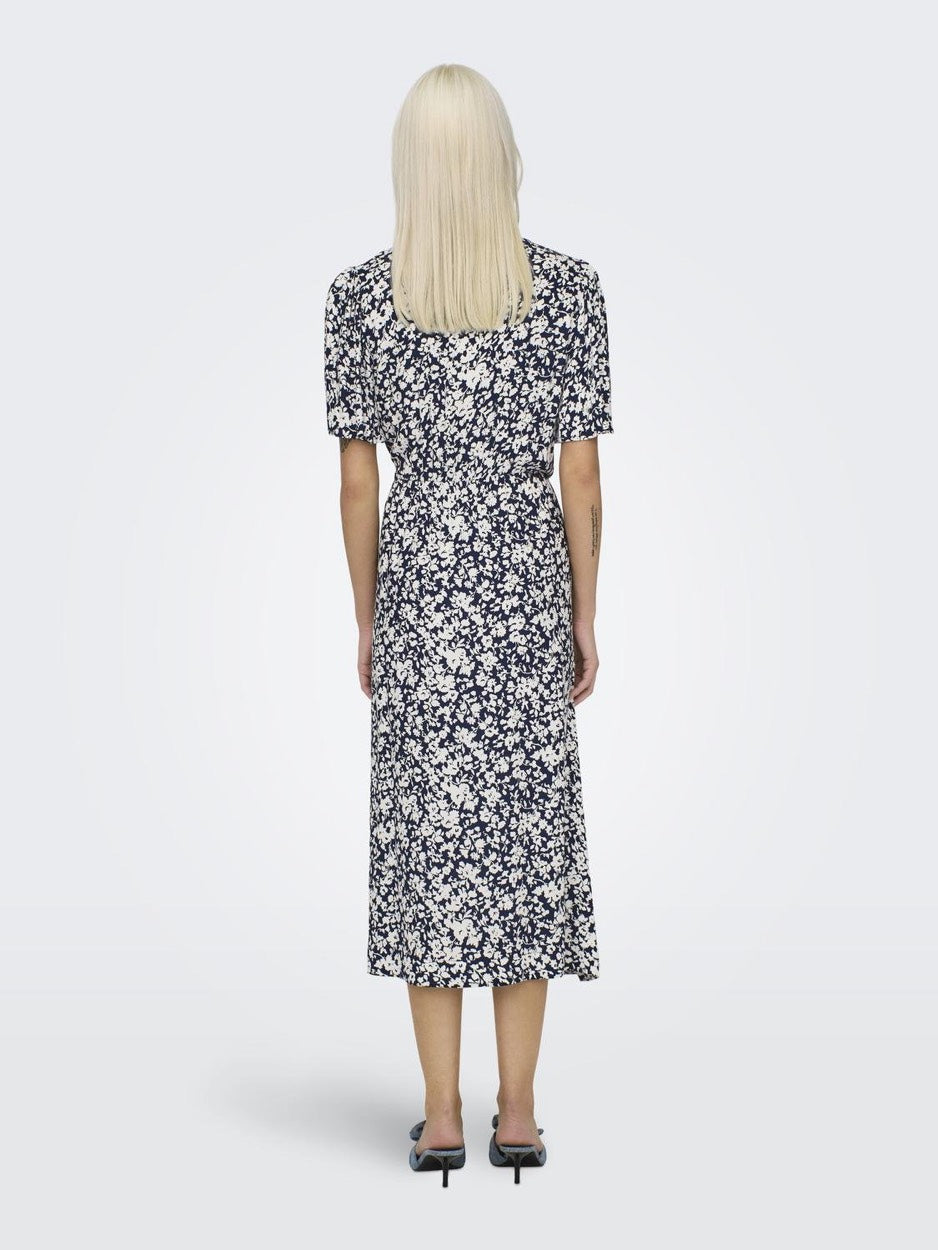 Onlhalia S/s Midi Dress Wvn Noos - Blauw Dessin