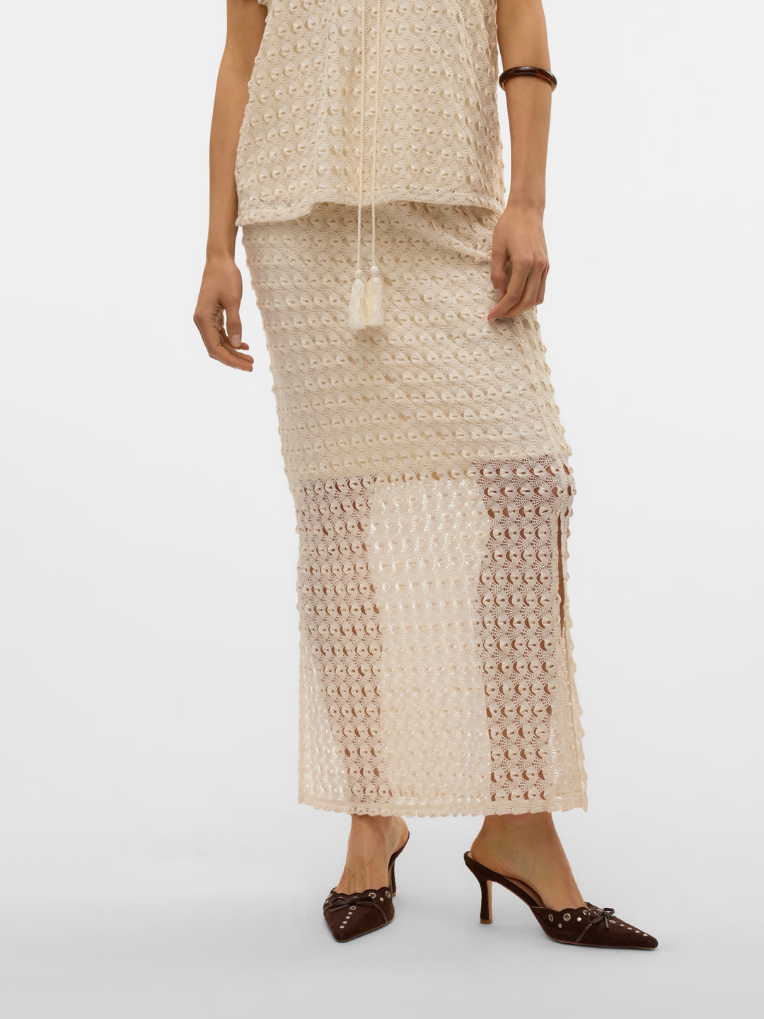 Vmdylie Hw Ankel Skirt Wvn Btq Ga - Beige