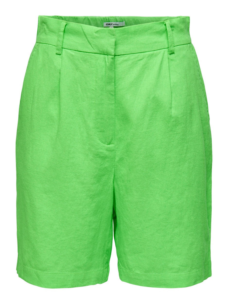 Onlcaro Hw Long Linen Blend Shorts - Groen