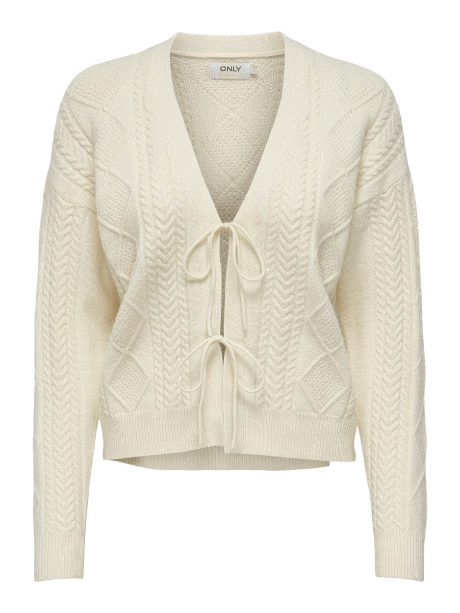 Onlfia Ls String Cable Cardigan Knt - Off-white