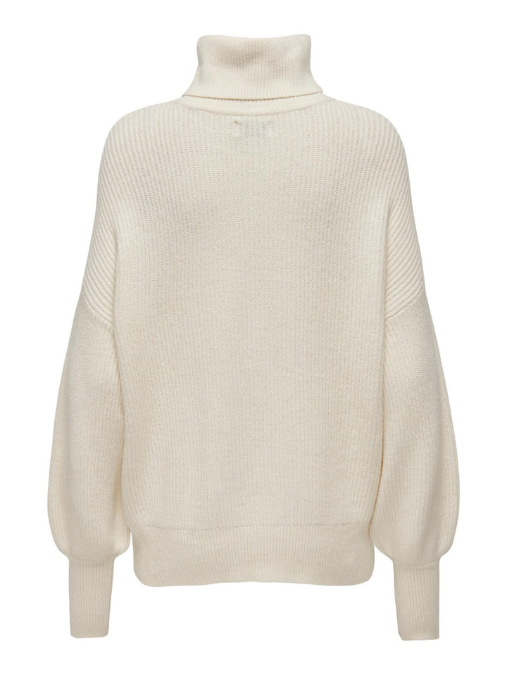 Onlkatia Ls Rib Roll Neck Cc Knt - Ecru