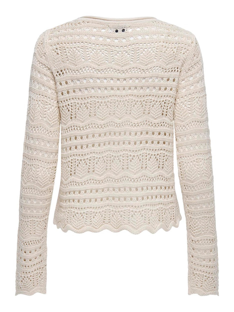 Jdysun Lay L/s Boatneck Pullov. Knt - Beige