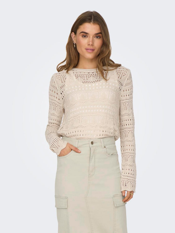 Jdysun Lay L/s Boatneck Pullov. Knt - Beige