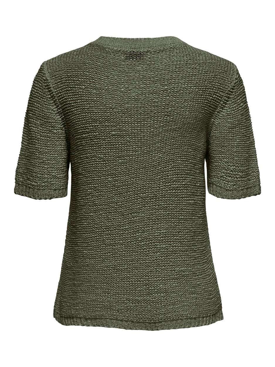 Jdymore Solid S/s Boxy Pullover Knt - Olijf