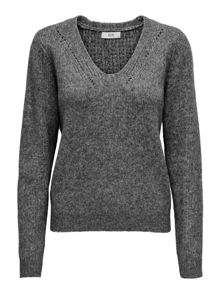 Jdysilja L/s V-neck Struc Back Pull - Grijs Dessin