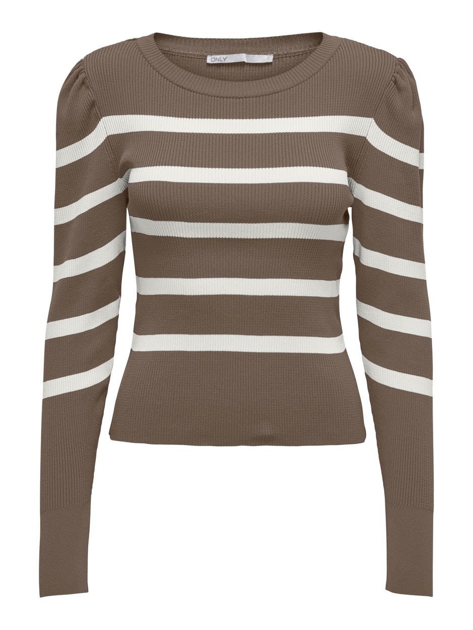 Onlsally Ls Puff Pullover - Bruin Dessin