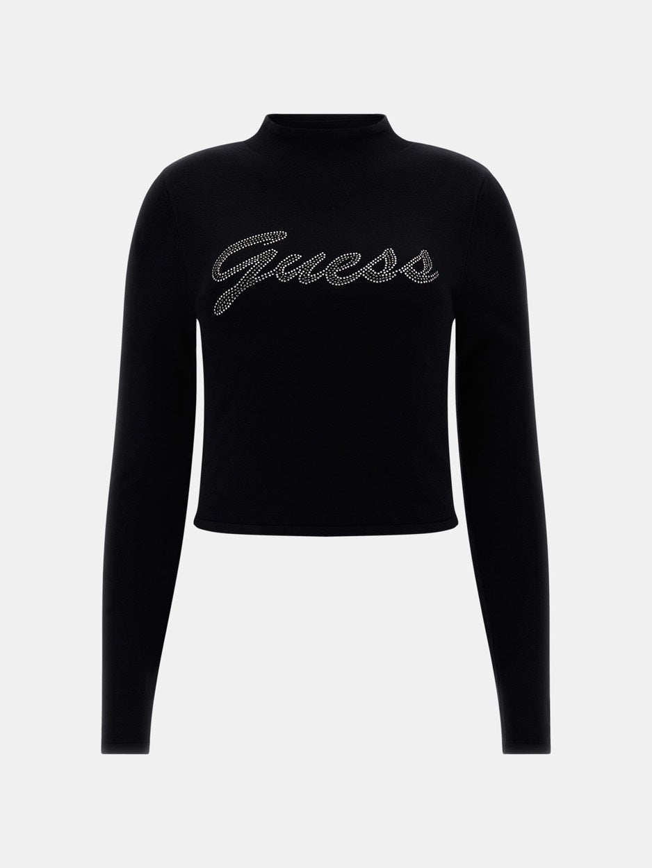 Rhinestone Logo Sweater - Zwart