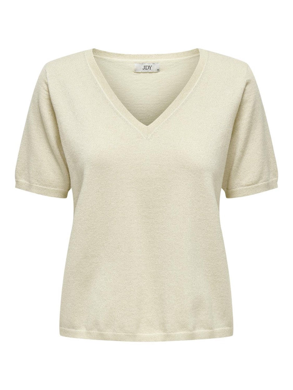 Jdybeauty S/s V-neck Glitter Pull K Ecru Dessin – OOTD Fashion Store