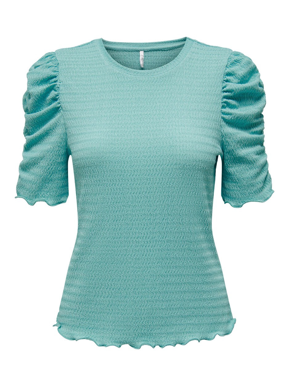Onlkate S/s Puff Top Jrs - Aqua