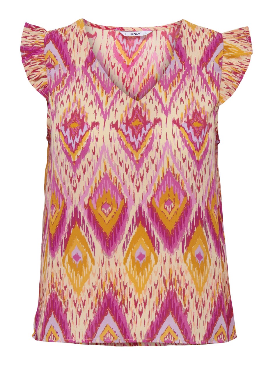 Onlalma Life Vis S/s Elina Top Aop - Roze Dessin