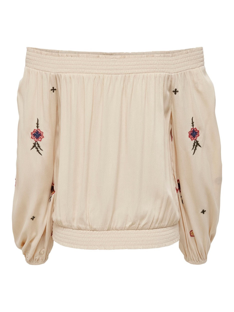 Jdymaui L/s Offshoulder Top Wvn - Beige