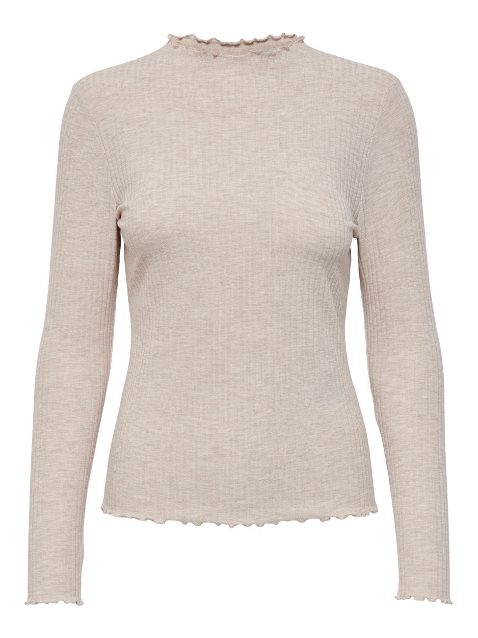 Onlemma L/s High Neck Top Noos Jrs - Beige