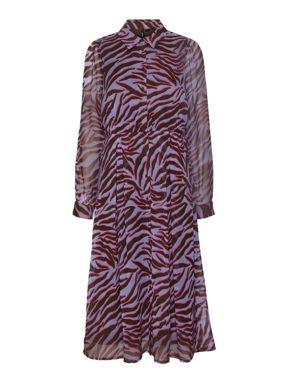 Vmkaya Fall Ls Calf Shirt Dress Wvn - Paars Dessin