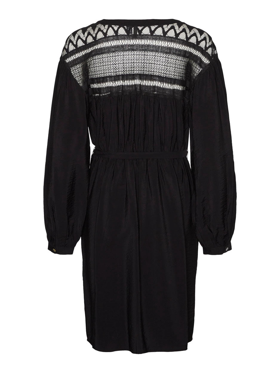 Vmayoe L/s V-neck Abk Dress Wvn Btq - Zwart