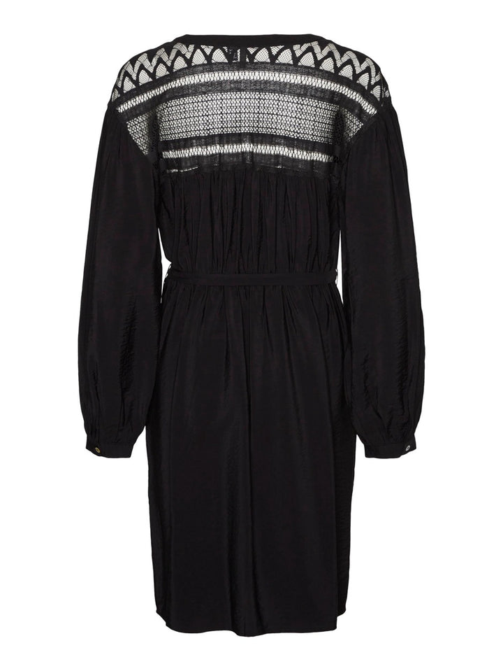 Vmayoe L/s V-neck Abk Dress Wvn Btq - Zwart