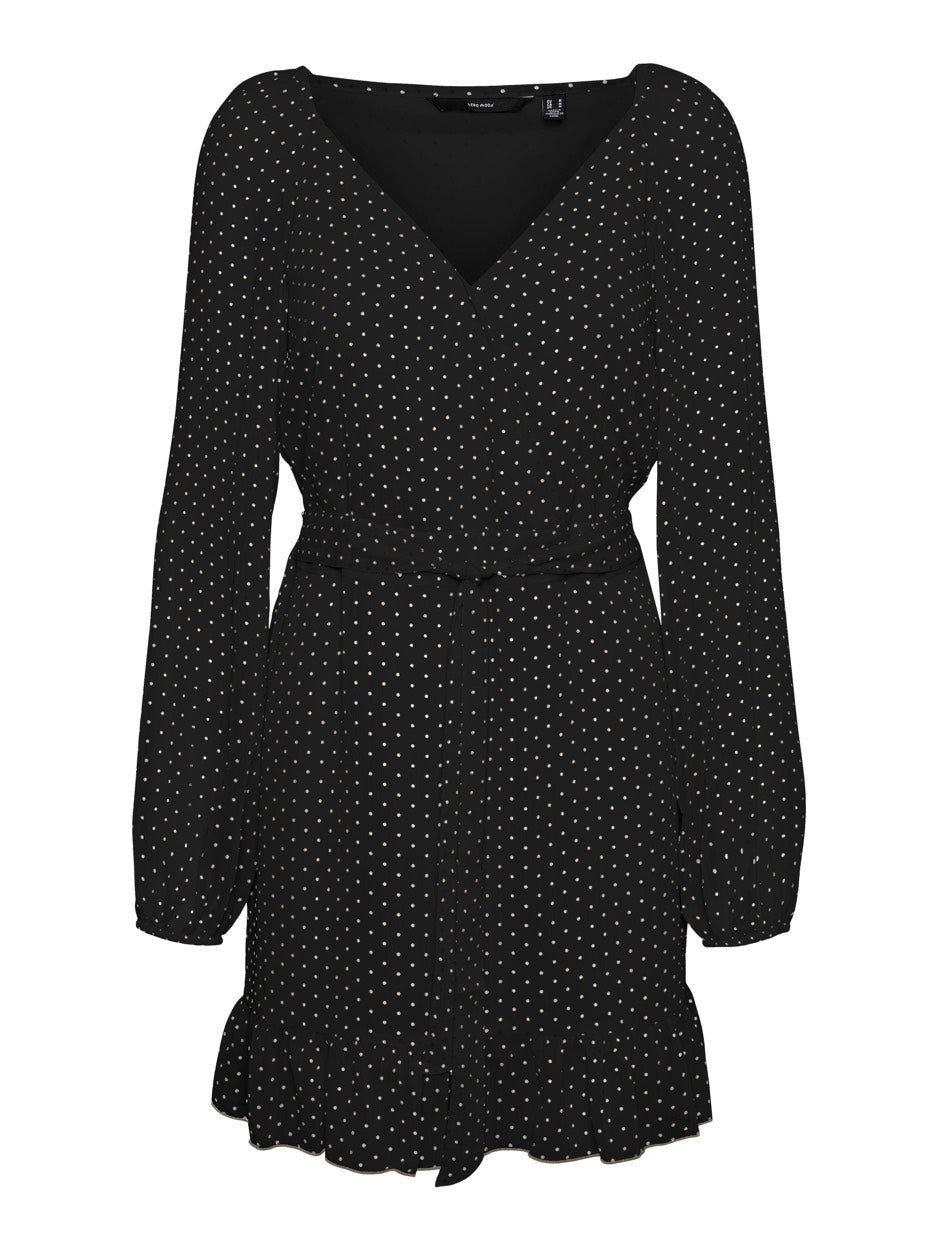 Vmfie Ls Mini Dress Wvn - Zwart Dessin