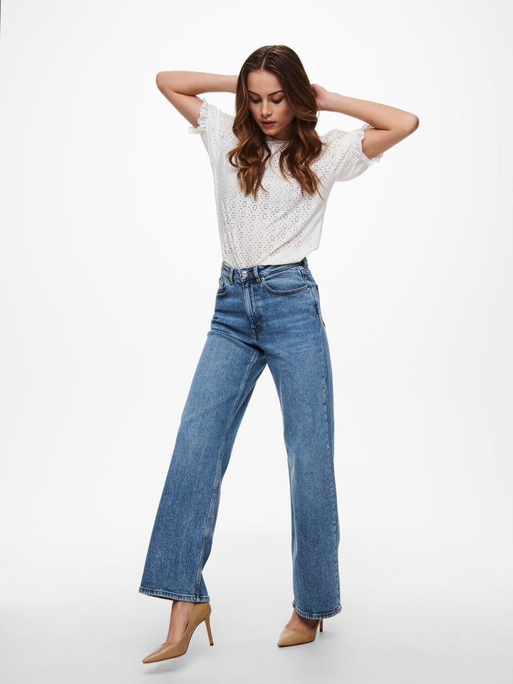 Onljuicy Life Hw Wide Leg Rea365  N - Blue Denim