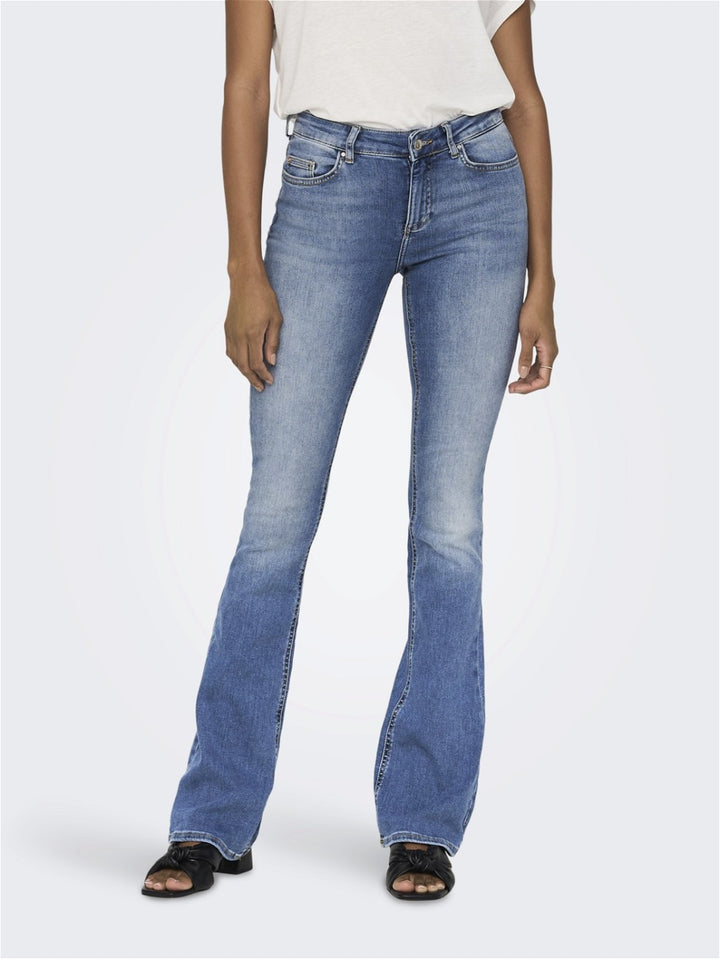 Onlblush Life Mid Flared Dnm Tai467 - Blue Denim