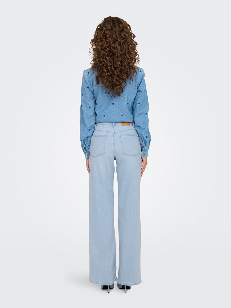 Onlmadison Blush Hw Wide Dnm Cro495 - Blue Denim