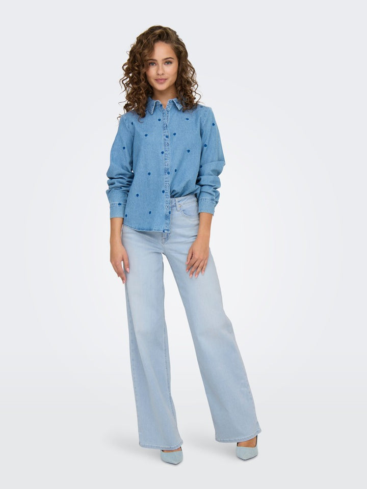 Onlmadison Blush Hw Wide Dnm Cro495 - Blue Denim