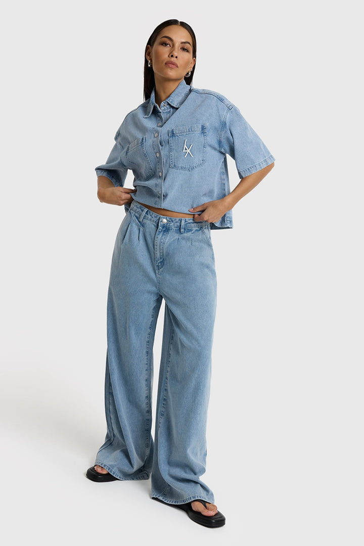Denim Wide Pants - Blue Denim