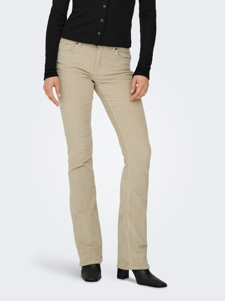 Onlmary-global Mid Cord Flared Pnt Noos - Ecru
