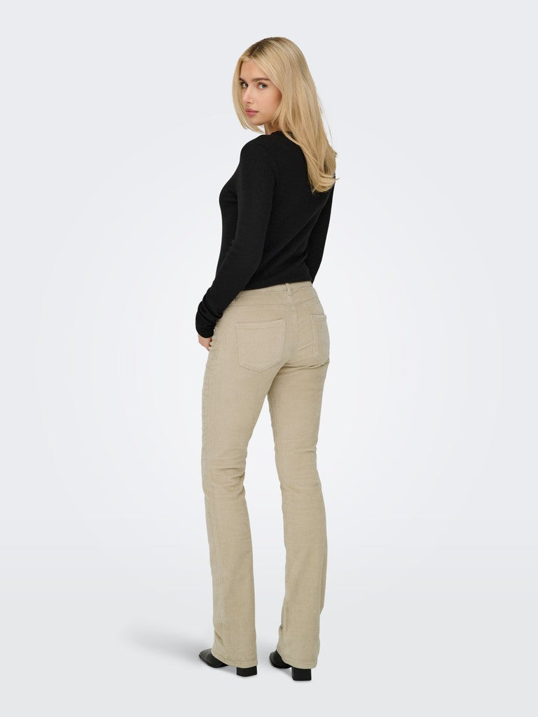 Onlmary-global Mid Cord Flared Pnt Noos - Ecru