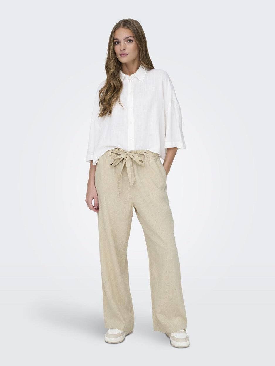 Jdysay Linen Belt Pant Wvn - Zand