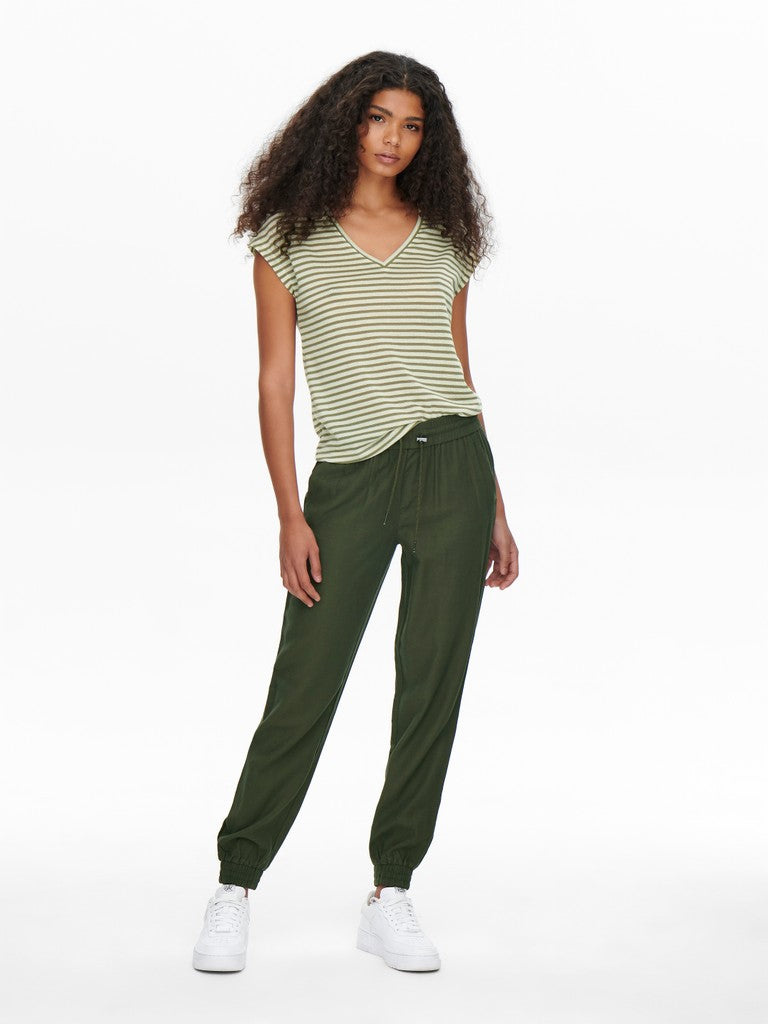 Onlkelda-emery Mw Pull-up Pants Pnt - Donkergroen