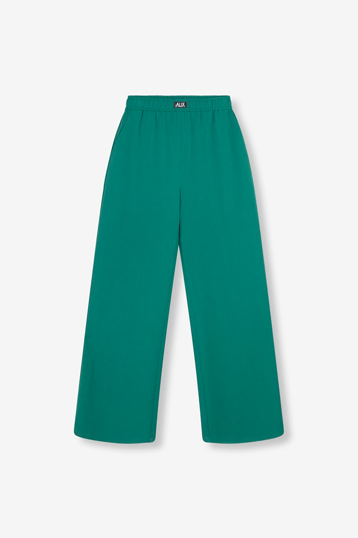 Ladies Woven Pin Stripe Wide Leg Pants - Groen Dessin