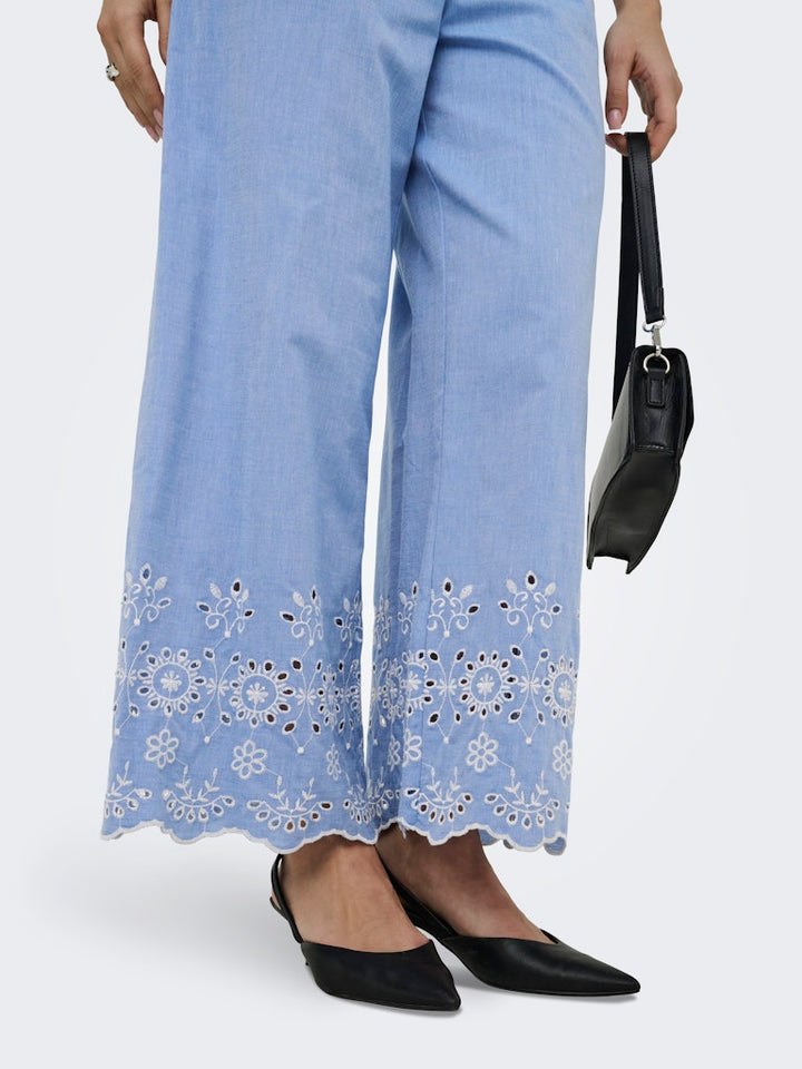 Jdymarina Hw Emb. Ankle Pant Wvn - Lichtblauw
