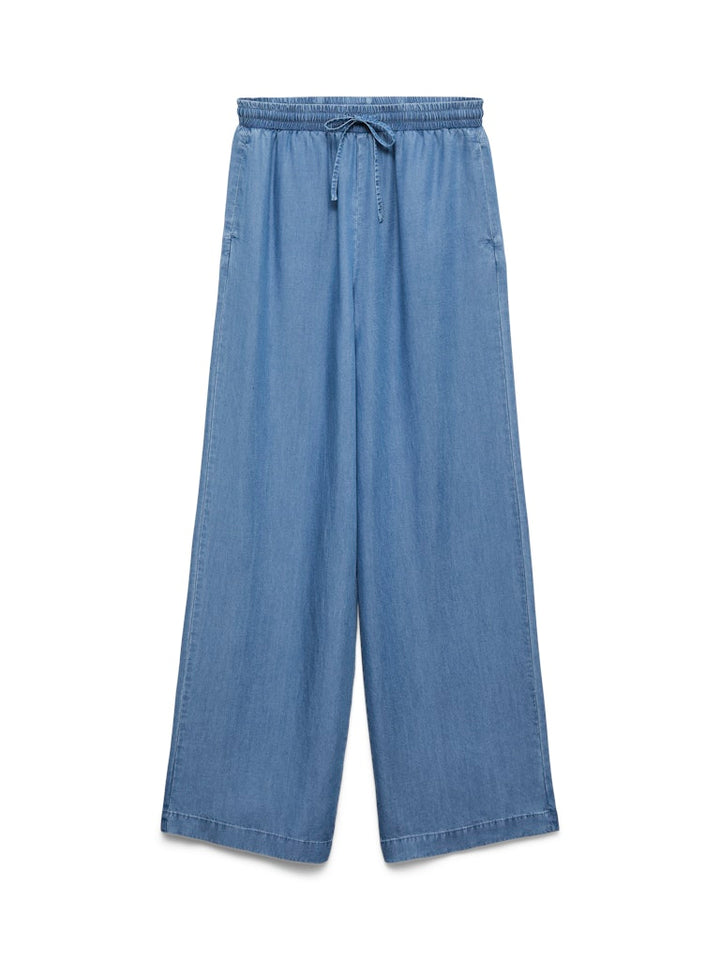 Vmbree Hw Long Loose Tencel Pants Ga - Blue Denim
