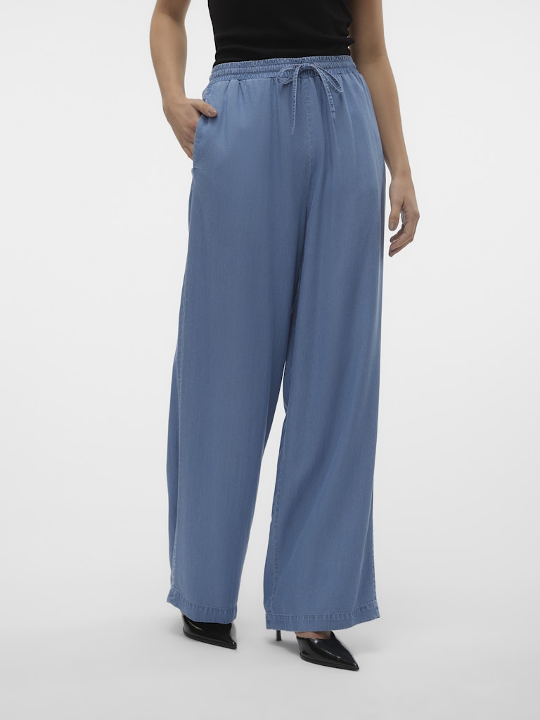 Vmbree Hw Long Loose Tencel Pants Ga - Blue Denim