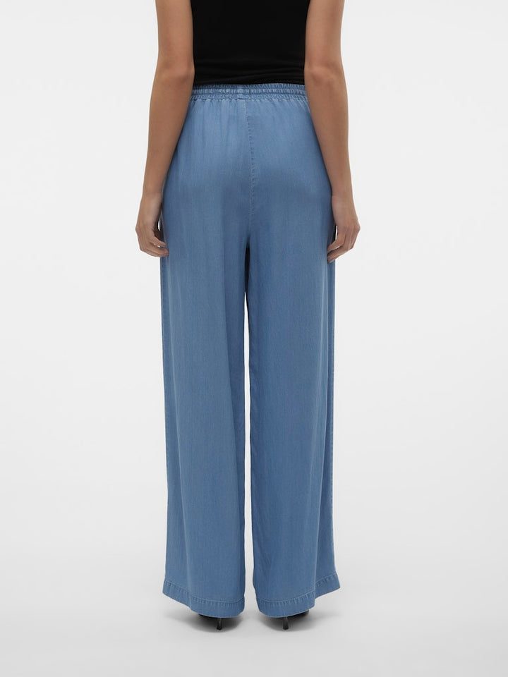Vmbree Hw Long Loose Tencel Pants Ga - Blue Denim
