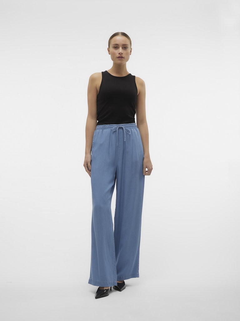 Vmbree Hw Long Loose Tencel Pants Ga - Blue Denim