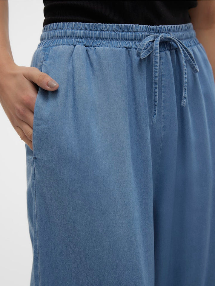 Vmbree Hw Long Loose Tencel Pants Ga - Blue Denim