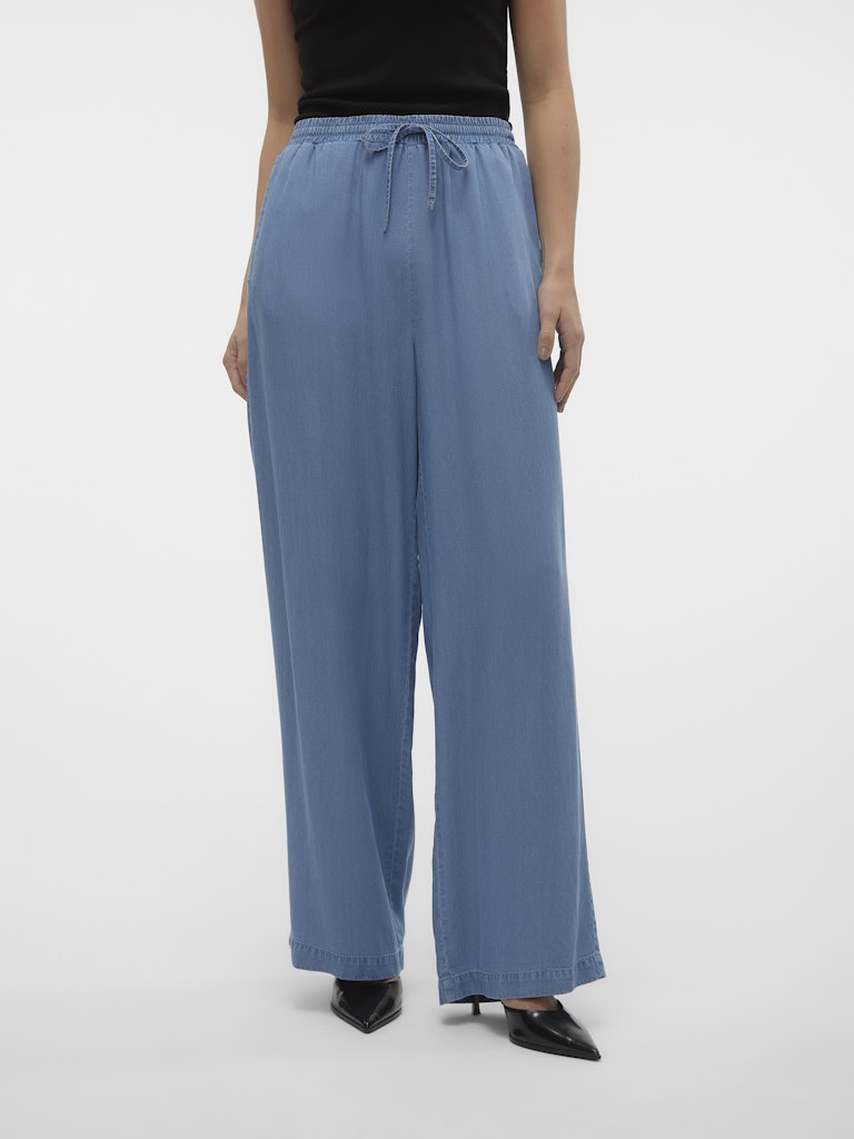 Vmbree Hw Long Loose Tencel Pants Ga - Blue Denim