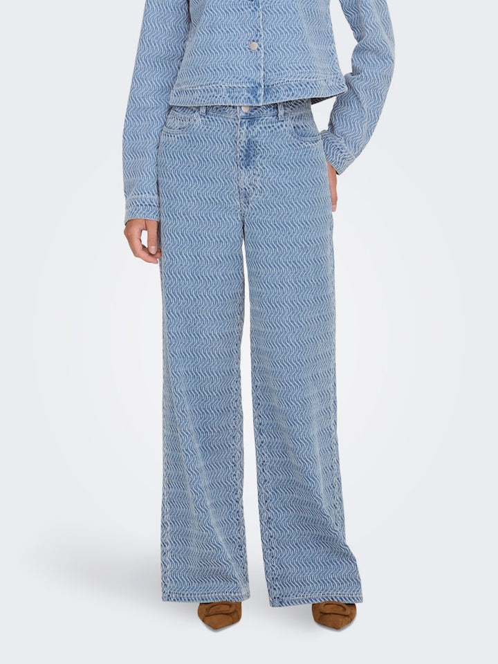 Jdynico Structure Hw Wide Jeans Dnm - Blue Denim