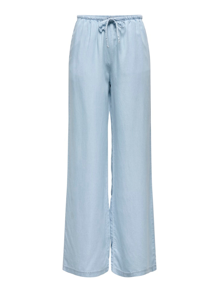Onlcharis Life Pull Up Tie Pants Wvn Cc - Blue Denim