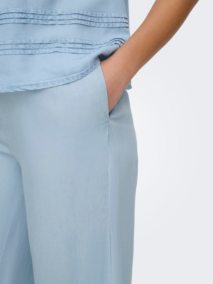 Onlcharis Life Pull Up Tie Pants Wvn Cc - Blue Denim