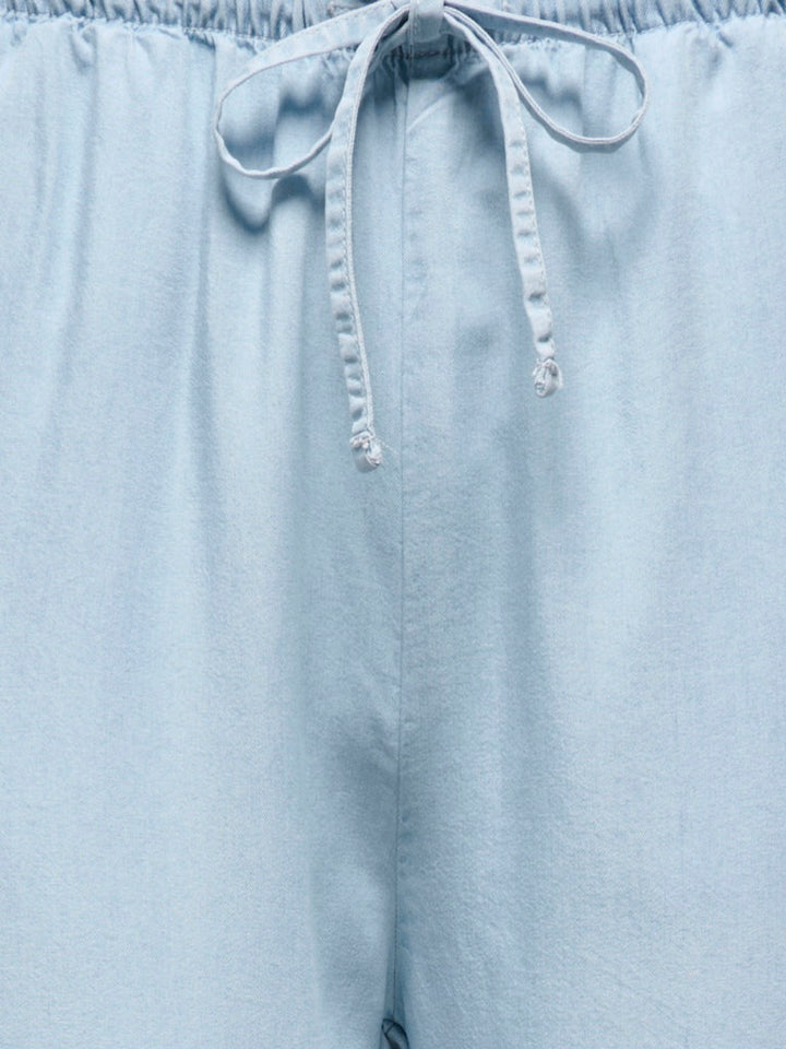 Onlcharis Life Pull Up Tie Pants Wvn Cc - Blue Denim