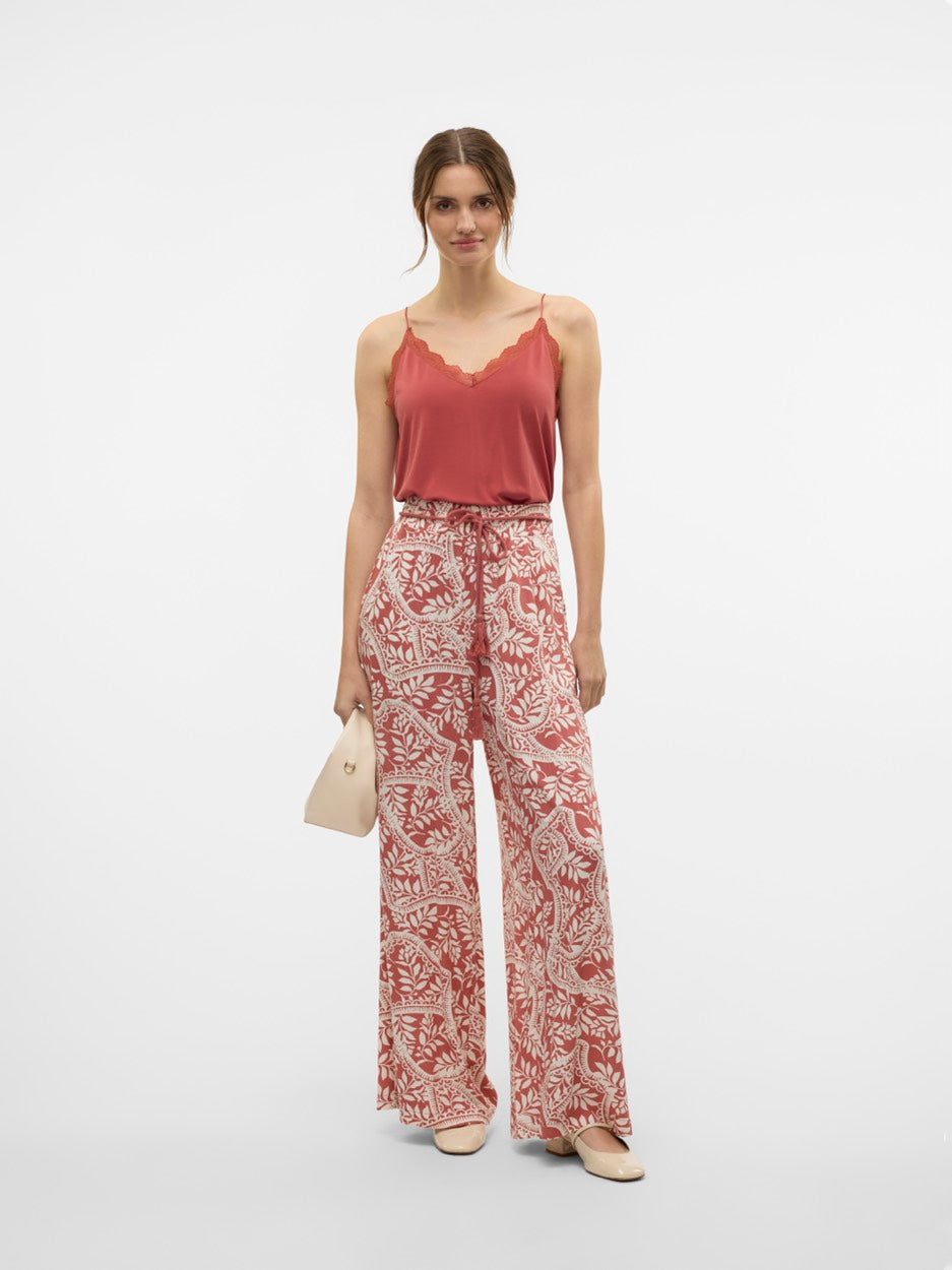 Vmbali Hw Wide Pants Wvn Btq Ga - Rood Dessin