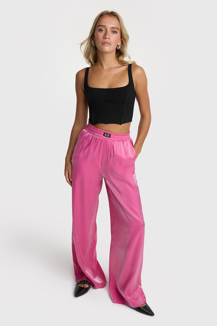 Shine Wide Leg Pants - Pink