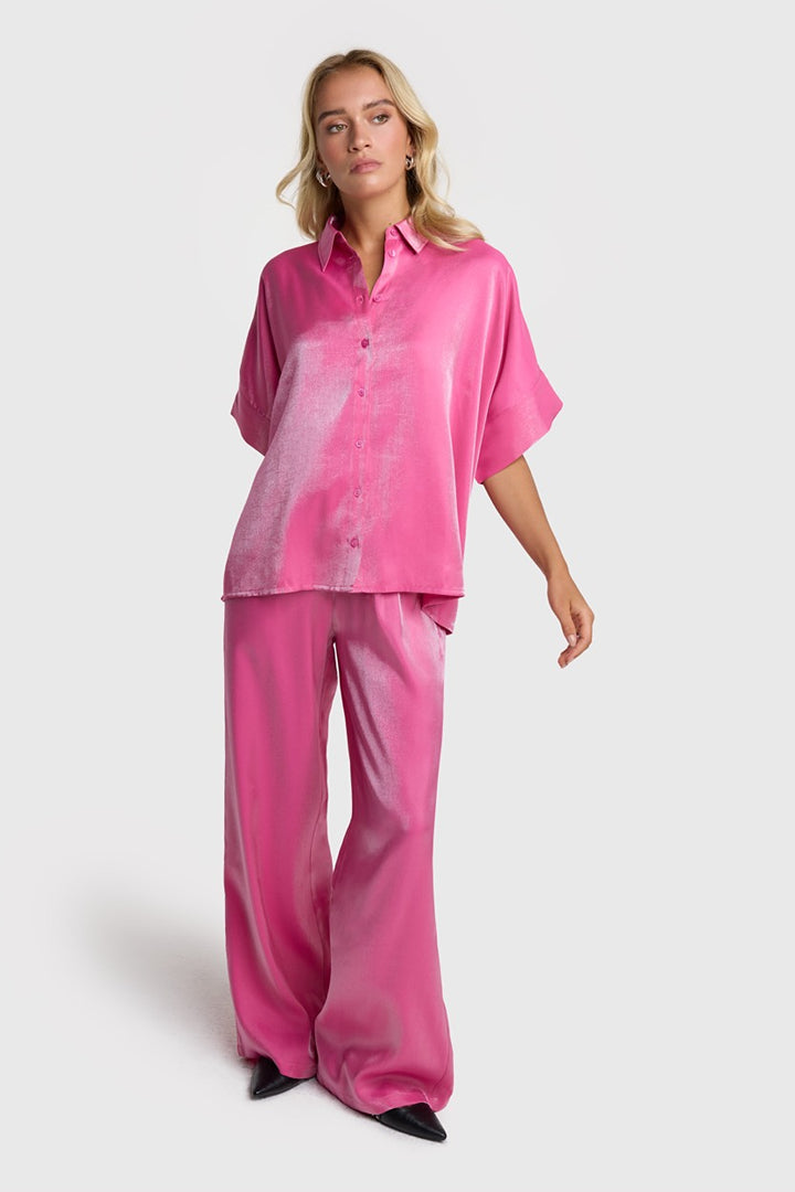 Shine Wide Leg Pants - Pink